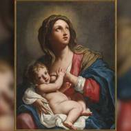 Obraz italské malířky Elisabetty Sirani Kojící madona z roku 1663, který je součástí výstavy Ženy, mistryně, umělkyně 1300-1900 ve Valdštejnské jízdárně v Praze