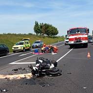 Vážná nehoda motocyklisty u Bánova na Slovácku