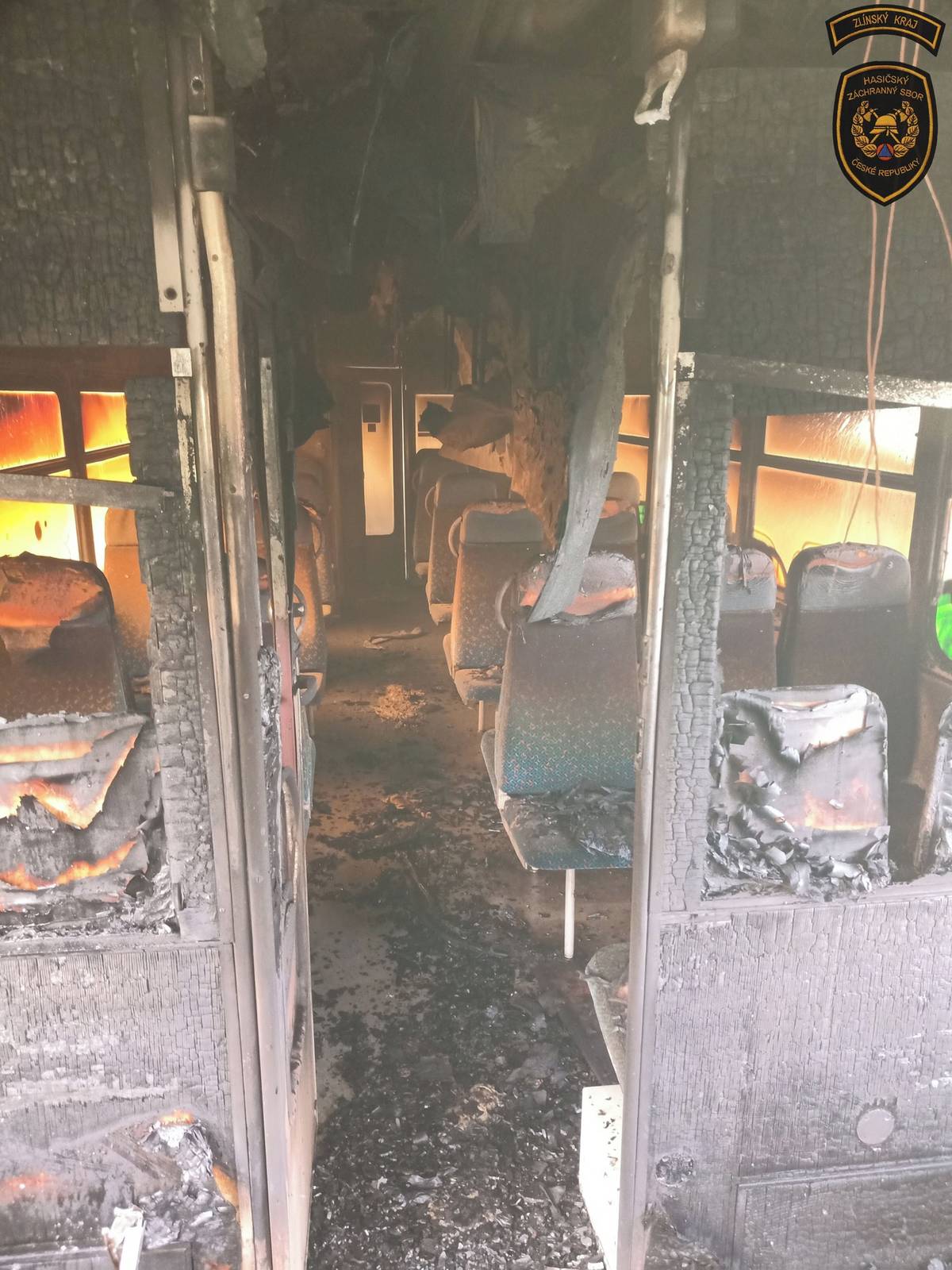 Požár odstavených vagonů ve Valašském Meziříčí