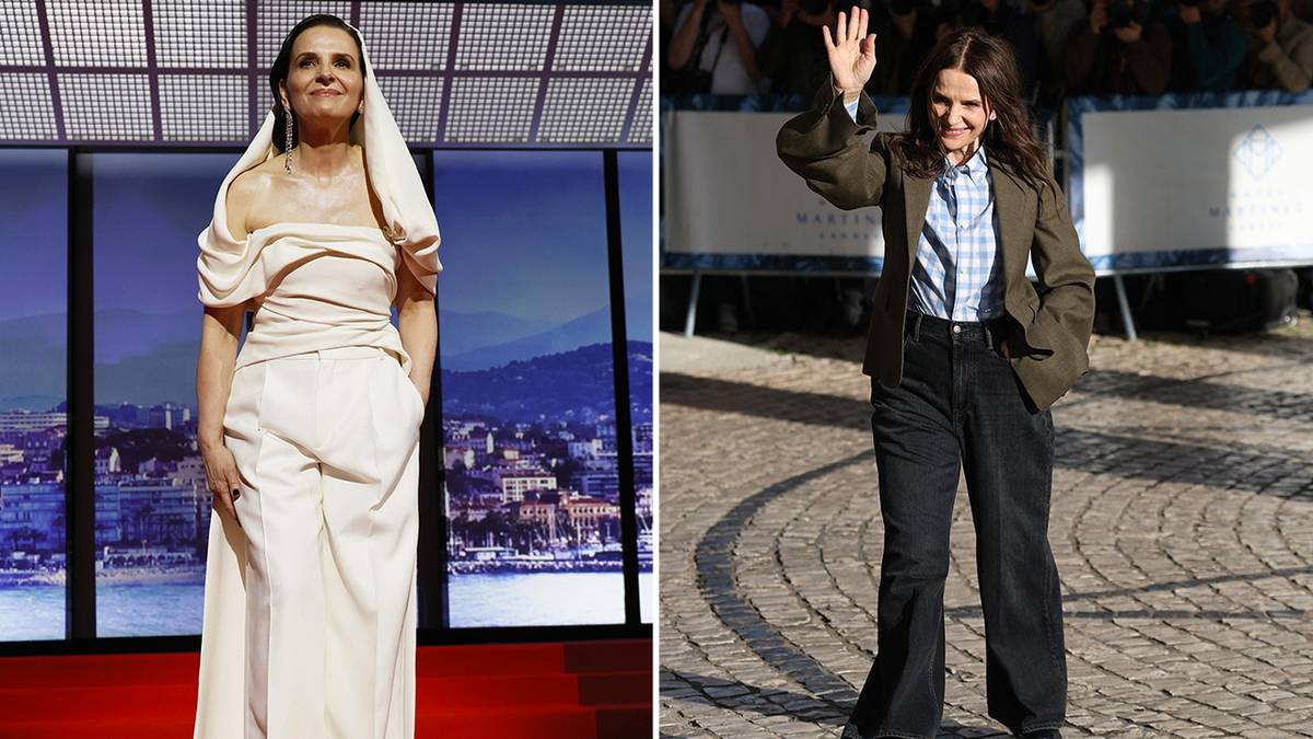 Zatímco na červeném koberci Juliette Binocheová vynesla na zahájení festivalu model od značky Dior, ve svém volnu dala přednost pohodlným džínám s trendy širokými nohavicemi v kombinaci s kostkovanou košilí.
