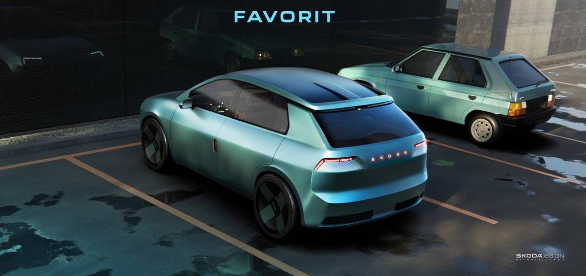 Vize modelu Škoda Favorit pro 21. století navazuje na původní tvary od studia Bertone, které doplňuje o prvky současného designového stylu Modern Solid.