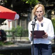 Kateřina Konečná na prvomájové akci v Ostravě. 