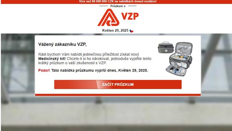 Falešný průzkum láká na lékárničku, okrade o data i o peníze