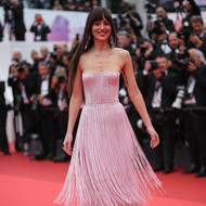 
Herečka Dakota Johnsonsová vypadala poněkud pohuble, ale rozdávala úsměvy na všechny strany v pastelově růžových šatech s dlouhými třásněmi značky Gucci.