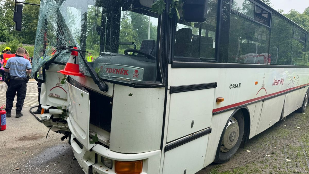 V Jeseníkách havaroval autobus, zraněno je 20 dětí a učitelka