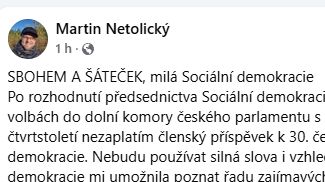 Je to zrada, končím. Námluvy se Stačilo! už jsou na někdejší tváře sociálních demokratů moc