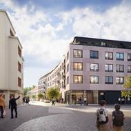 Stodolní ulice po výstavbě polyfunkčního domu (vizualizace).