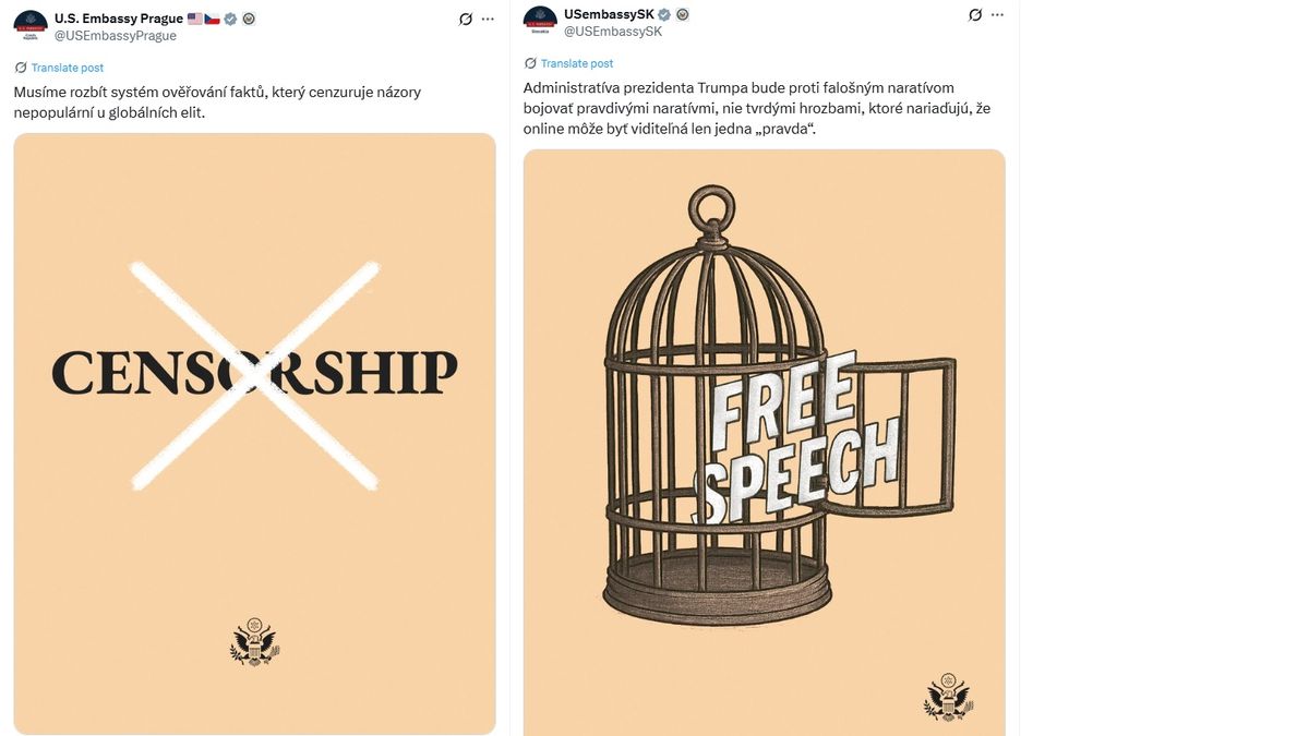 Ambasády USA v Evropě zveřejňují nejasné výkřiky o svobodě slova