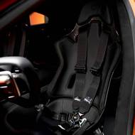 Vpředu jsou umístěna závodní sedadla s pětibodovými pásy.