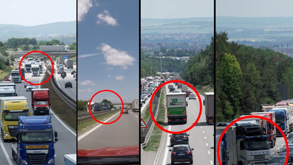 Pokuty, nepokuty. Šoféři kamionů dál bezostyšně předjíždějí na dálnicích u Brna, ukazuje video
