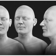 Aproximace obličeje knížete Václava bez vlasů a vousů.