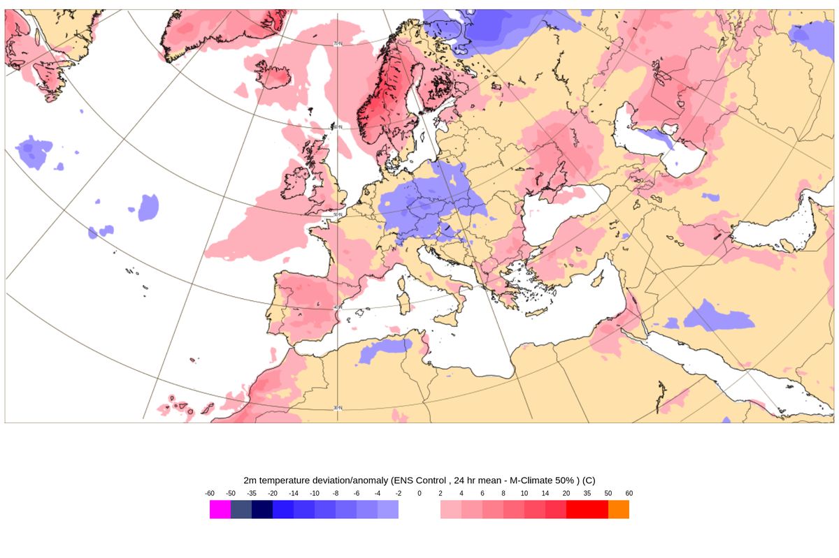 Ve čtvrtek bude Česko nejchladnější v Evropě. V Norsku budou tropy