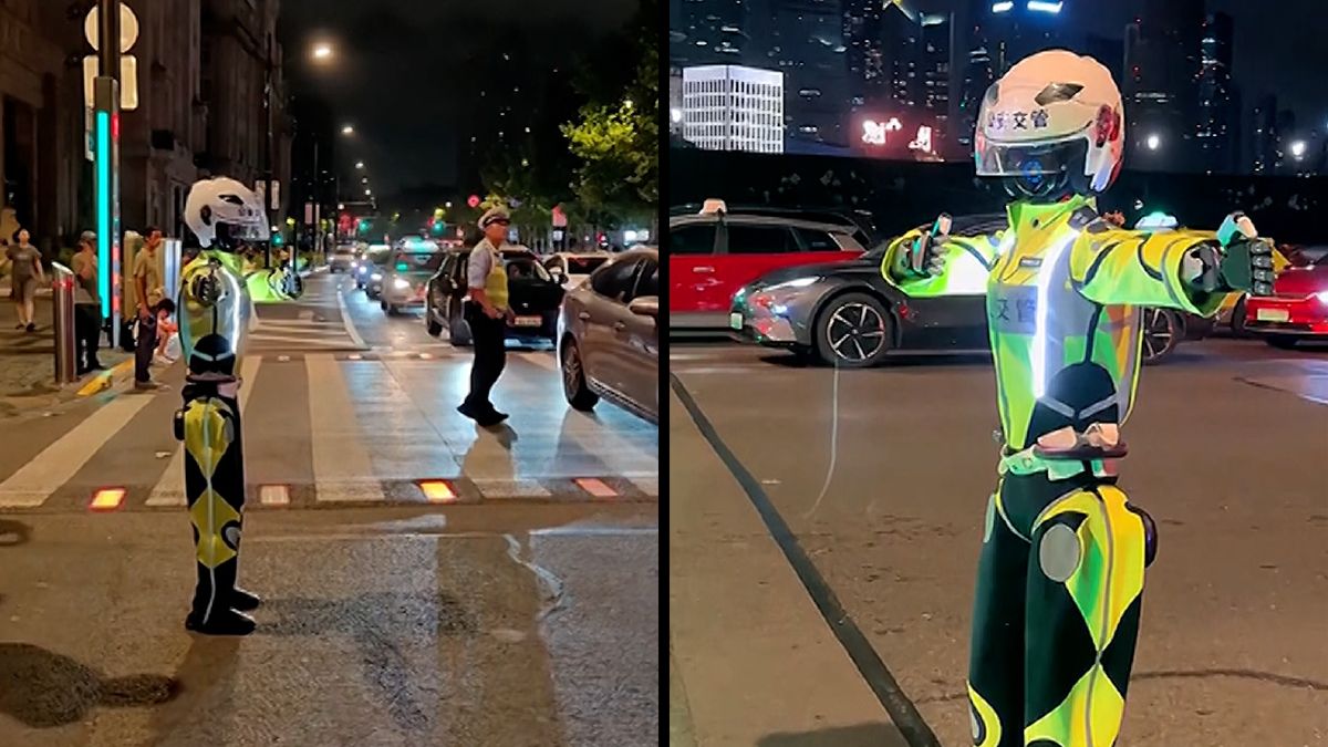Známé signály i uniforma, ale trhané pohyby. Provoz v Šanghaji řídí místo policistů robot 