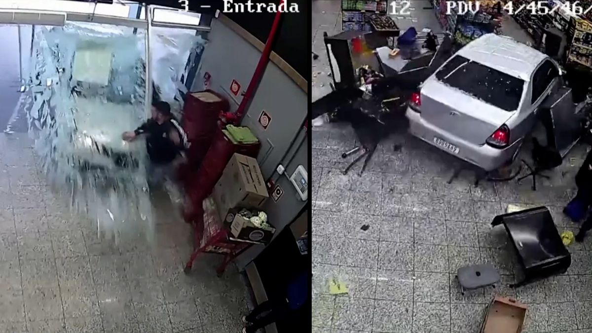 Senior v Brazílii si při parkování spletl pedály a vřítil se s autem do supermarketu, zachytila to kamera