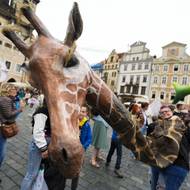 Žirafa na náměstí.