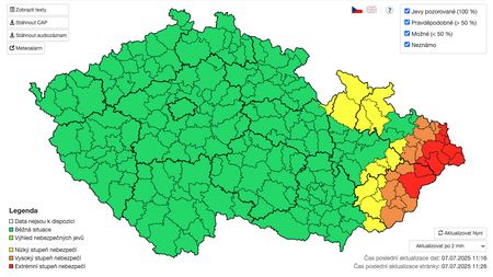 Meteorologové varovali před extrémním deštěm