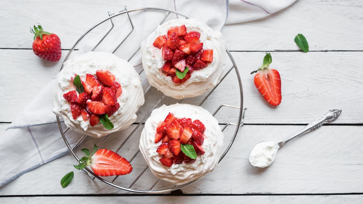Recept na jahodové mini Pavlovy
