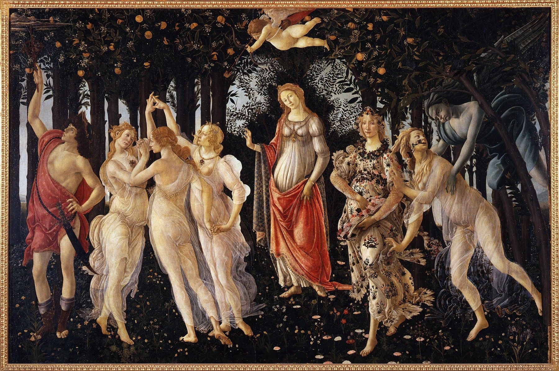 La Primavera, jeden z nejkrásnějších obrazů italské renesance od Sandra Botticelliho
