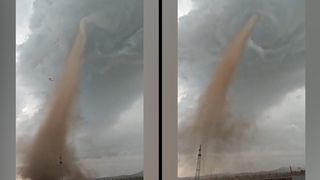 V Číně natočili zblízka mohutné hnědé tornádo