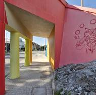 Mural vznikající na železničním mostě v Havlíčkově ulici v Jihlavě.