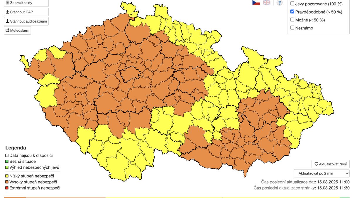Úmorná vedra utnou silné bouřky, varovali meteorologové