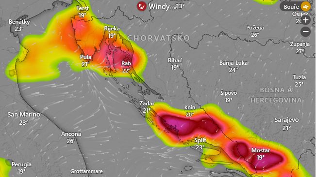 Itálie a Chorvatsko čekají silné bouře. Hrozí i bleskové záplavy
