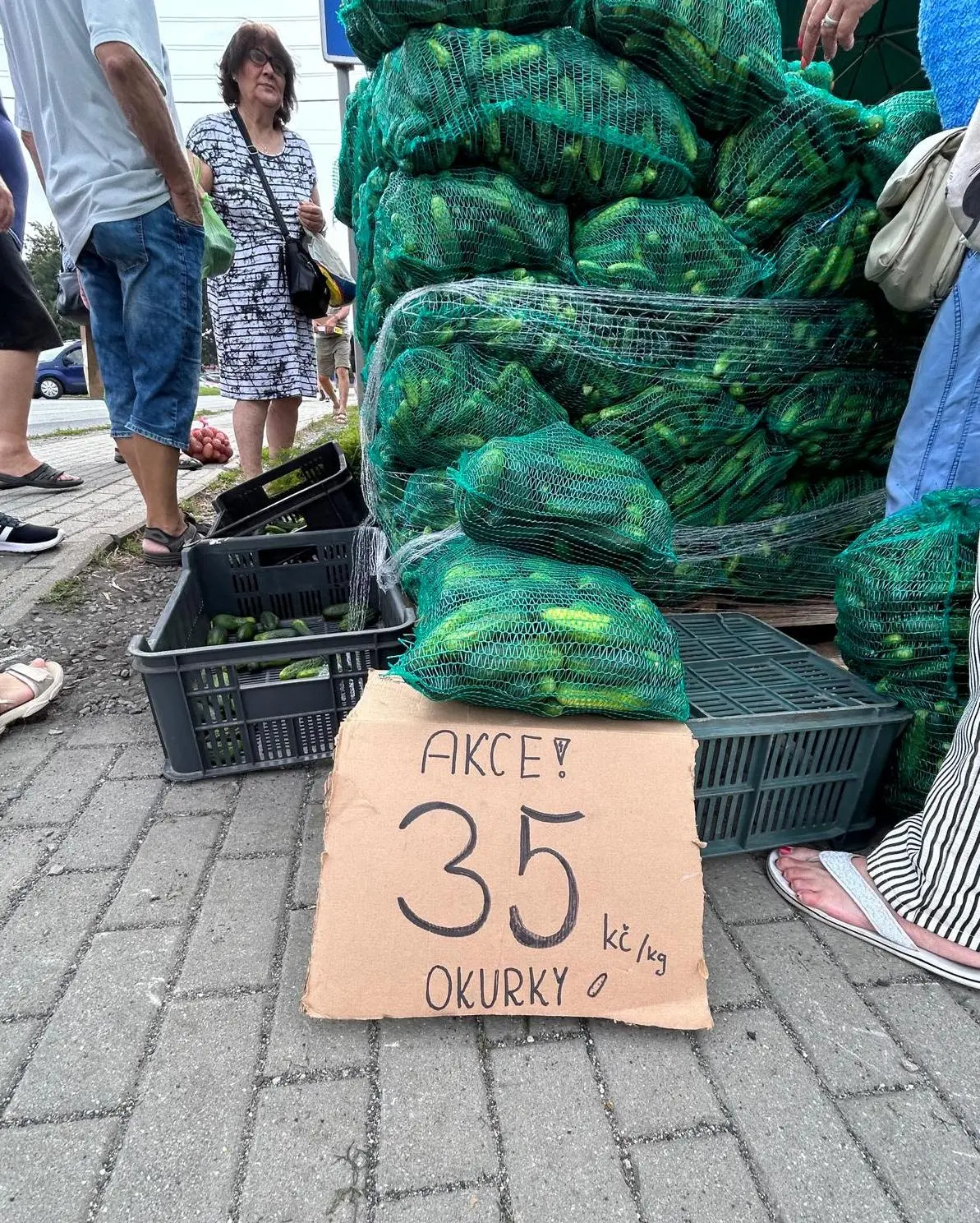 Velký zájem je nyní na polské tržnici o okurky nakládačky. Kilo je za 35 korun. Přidají i kopr.