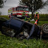 V havarovaném voze naštěstí jel pouze řidič.