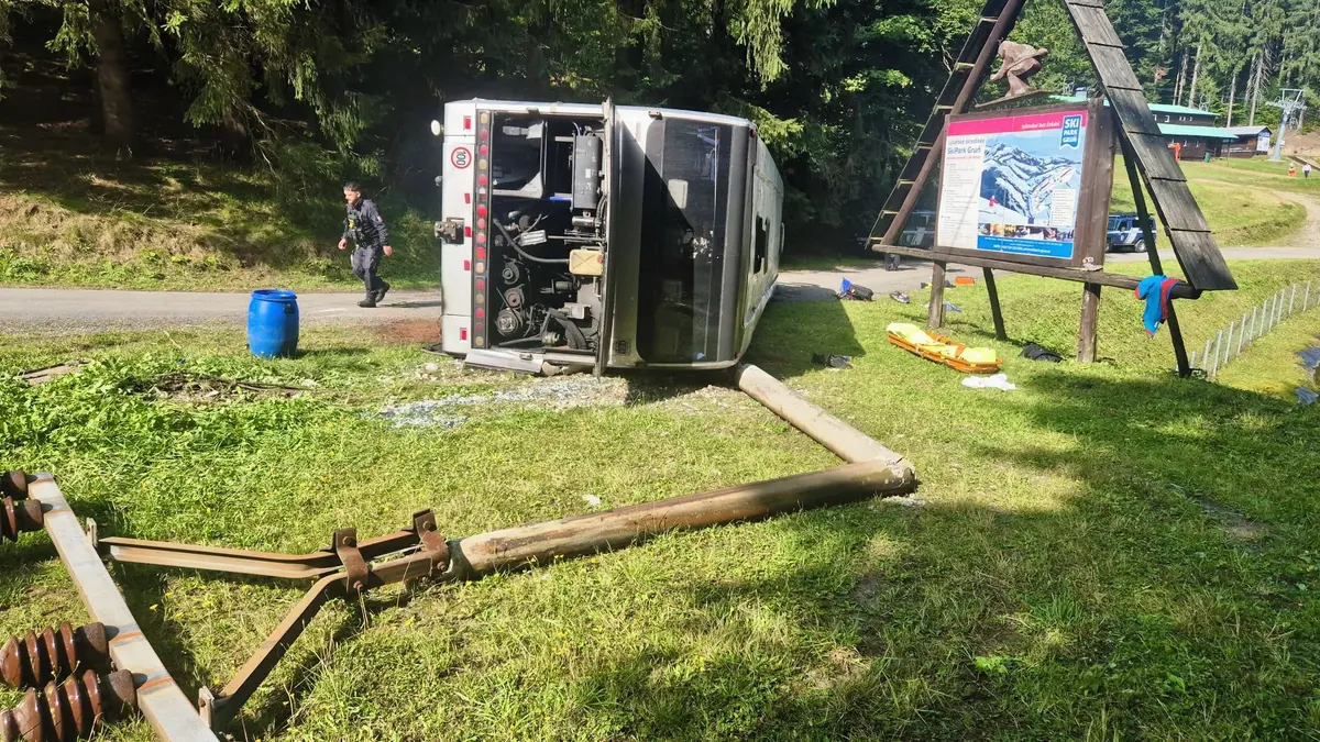 Policie kvůli nehodě autobusu se studenty v Beskydech obvinila dva lidi a firmu