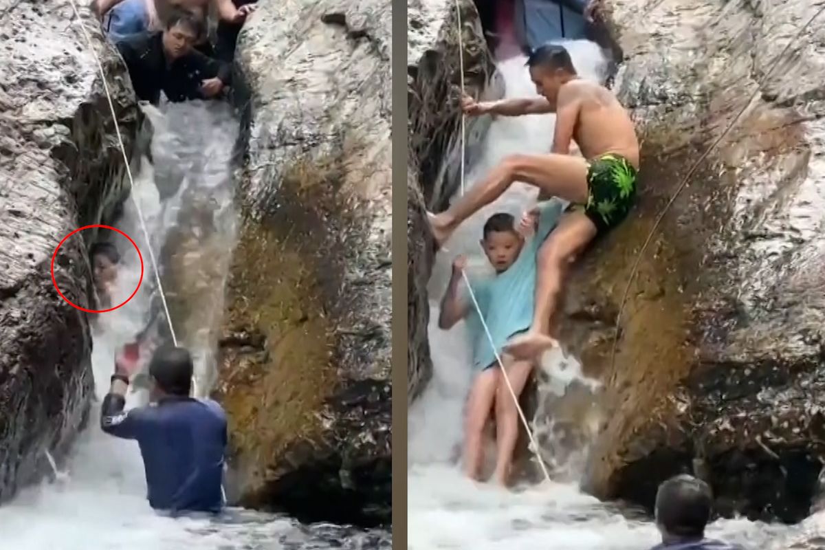 Chlapec uvázl ve vodopádu, zachránili jej další turisté