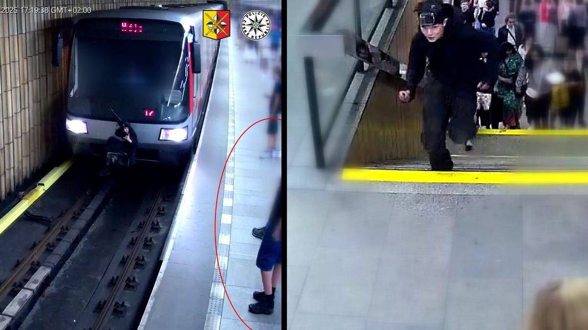 Mladík jel v pražském metru na spřáhle, policie zveřejnila záběry