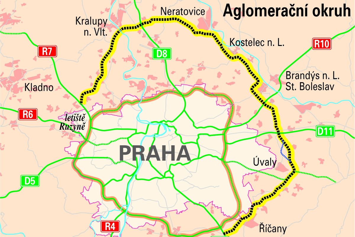 Středočeský kraj začne projektovat spojku dálnic D7 a D8. Na obchvat lidé čekají desítky let