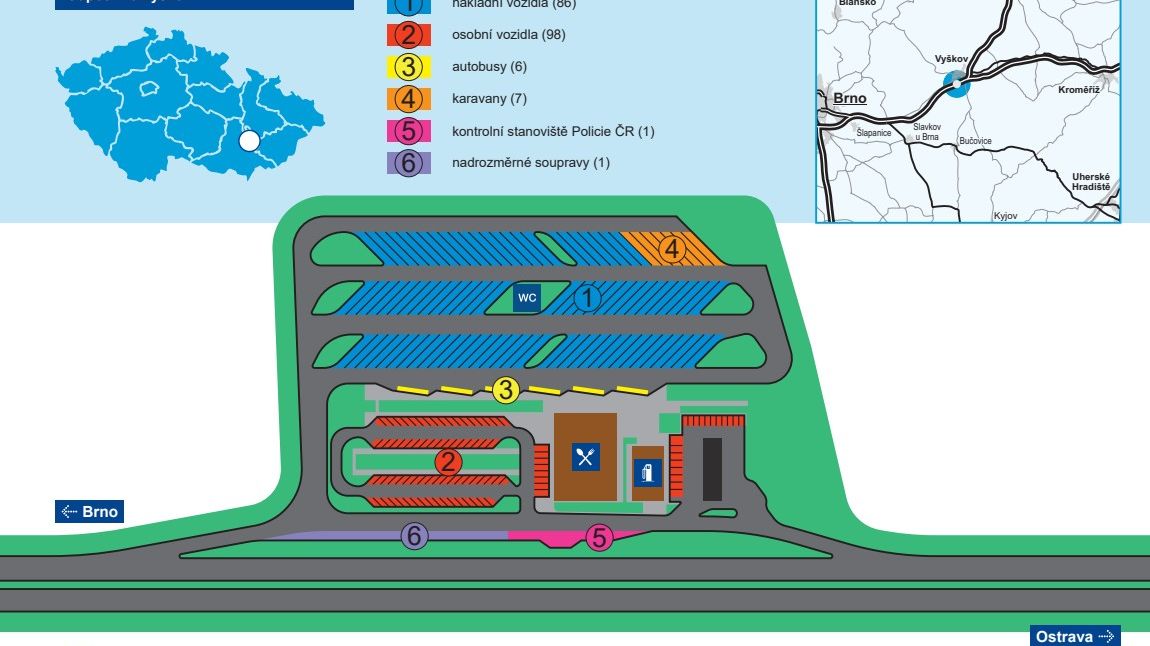 Na dálnici D1 u Vyškova odstartovalo rozšiřování odpočívky, přibude 200 parkovacích míst