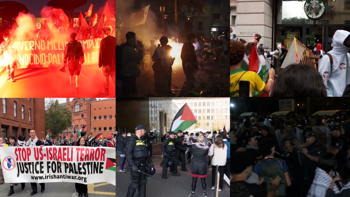 Rozbíjení výloh, obsazování budov, blokování dopravy. Napříč Evropou zuří protesty kvůli propalestinské flotile