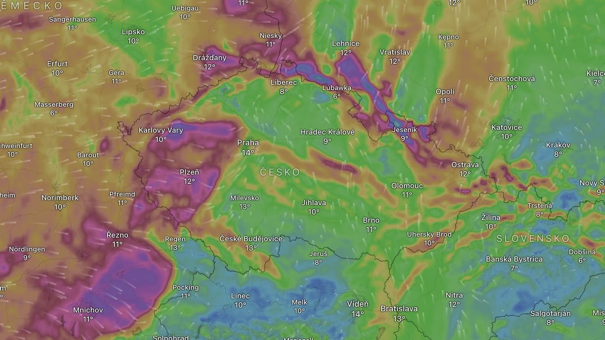 Na Česko se žene silný vítr, varují meteorologové