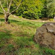 Největší balvan, který se zastavil až na louce sto metrů pod skálou