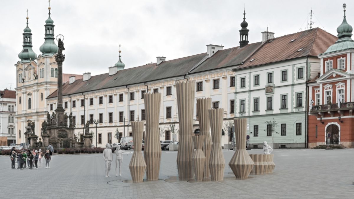 Ještě nestojí, a už se o ní vedou bouřlivé diskuse. Návrhu kašny v Hradci Králové lidé přezdívají Sousoší džbánů