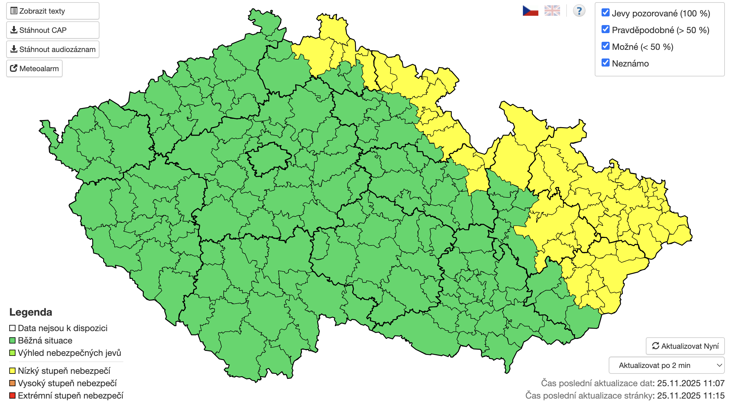 Až 20 cm mokrého sněhu: výstraha pro Moravu a části severu Čech