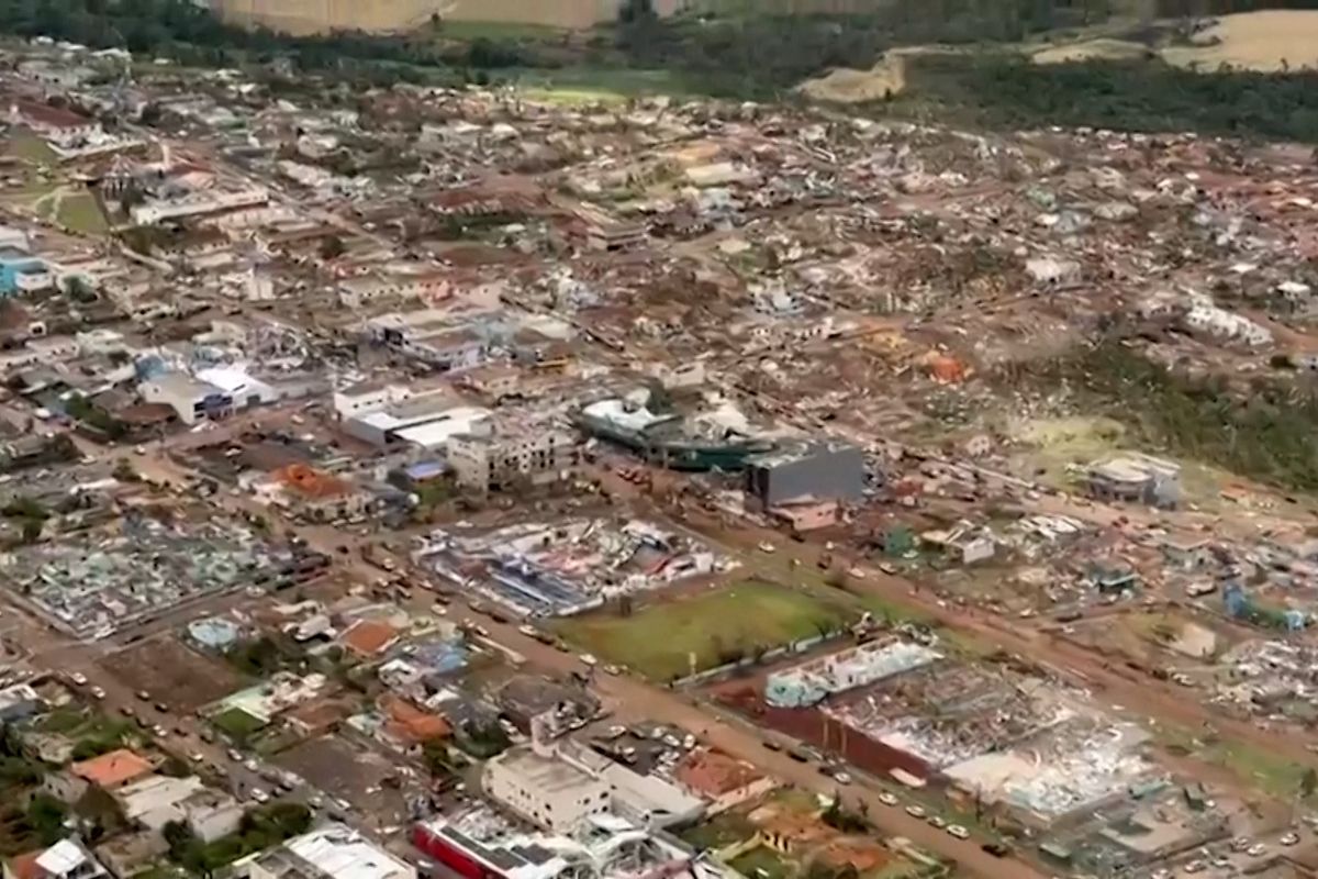 Apokalypsa na jihu Brazílie. Tornádo zničilo 90 procent města, ukazují záběry