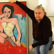 Portrét herečky Angeliny Jolie je k vidění v pražské Galerii Miro.