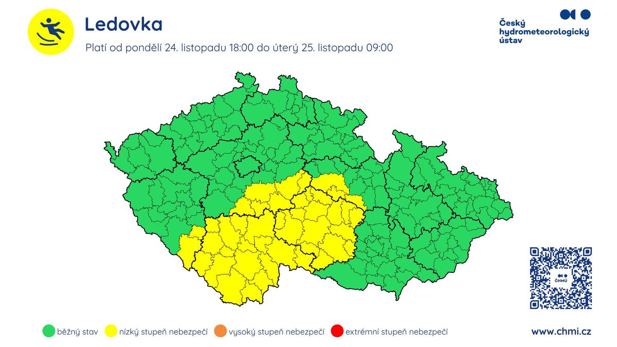 Od pondělního večera hrozí na jihu ledovka, varují meteorologové