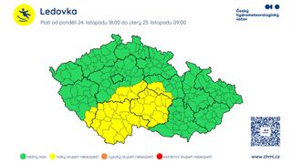 Od pondělního večera hrozí na jihu ledovka, varují meteorologové