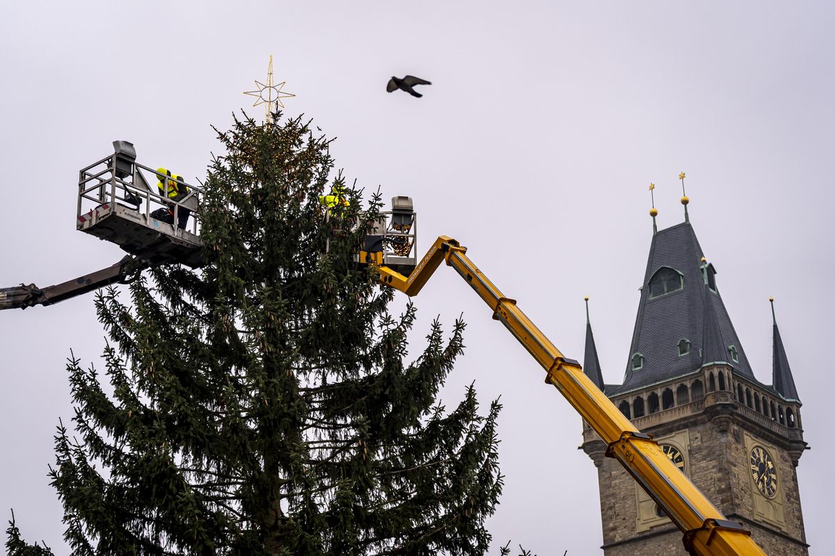 FOTO: Hvězda už je na místě. Na ozdobení nejslavnějšího stromku Česka je jen pár dní