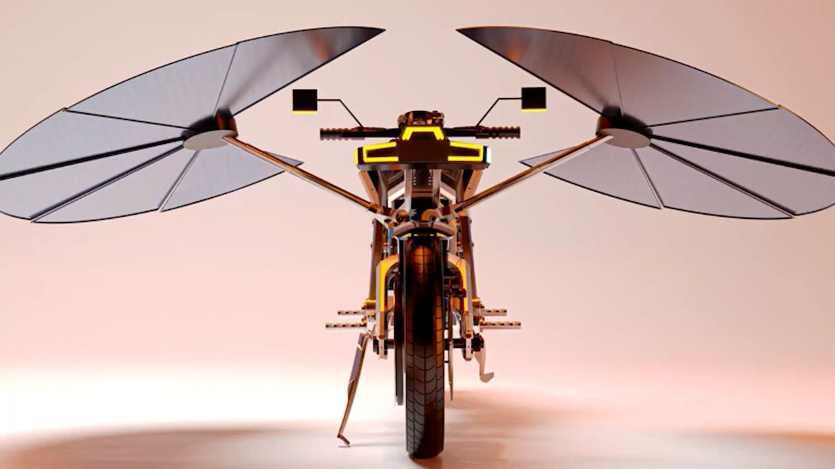 První samonabíjecí motocykl na světě využívá solární panely ve tvaru křídel