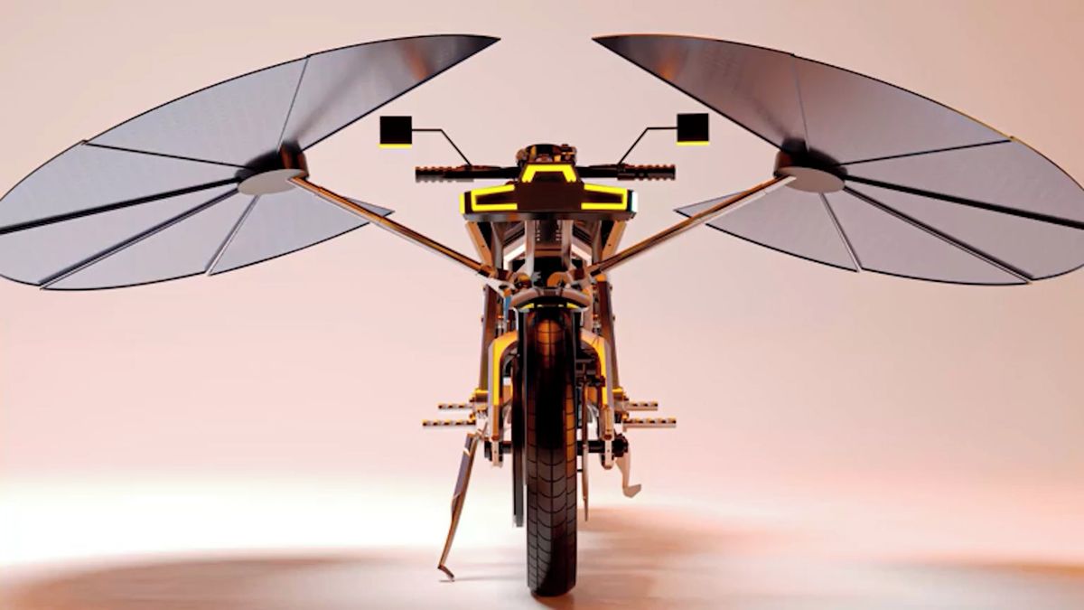 První samonabíjecí motocykl na světě využívá solární panely ve tvaru křídel