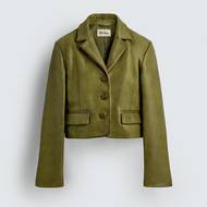 Kožené sako cropped, Zara, 4299 Kč