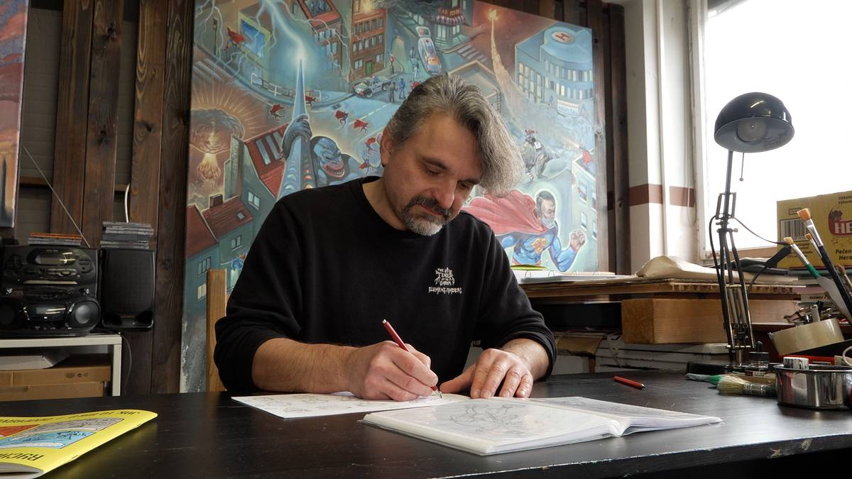 Karel Jerie ve svém ateliéru ve středočeské Dobříši