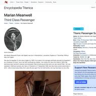 Zápis o Marion (Marian) Meanwellové a její fotografie na webu Encyclopedia Titanica