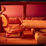 Kabina je standardně čtyřmístná, přičemž vzadu lze vytvořit spaní díky nafukovacím matracím.