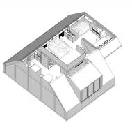 Trojrozměrný nákres bytu - horní podlaží